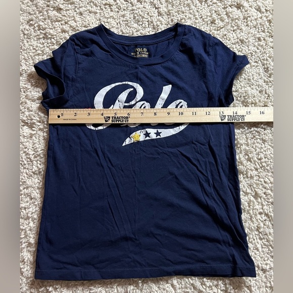 Size Medium Polo by Ralph Lauren Kids Navy Blue Shirt GUC - Picture 4 of 5